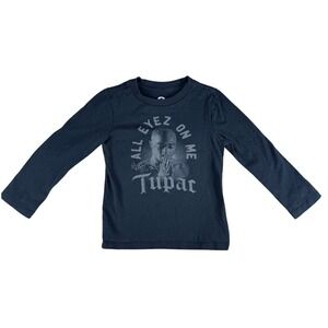 Tupac All Eyez On‎ Me Graphic Tee Long Sleeve Black Kids Size 4T Cotton Blend
